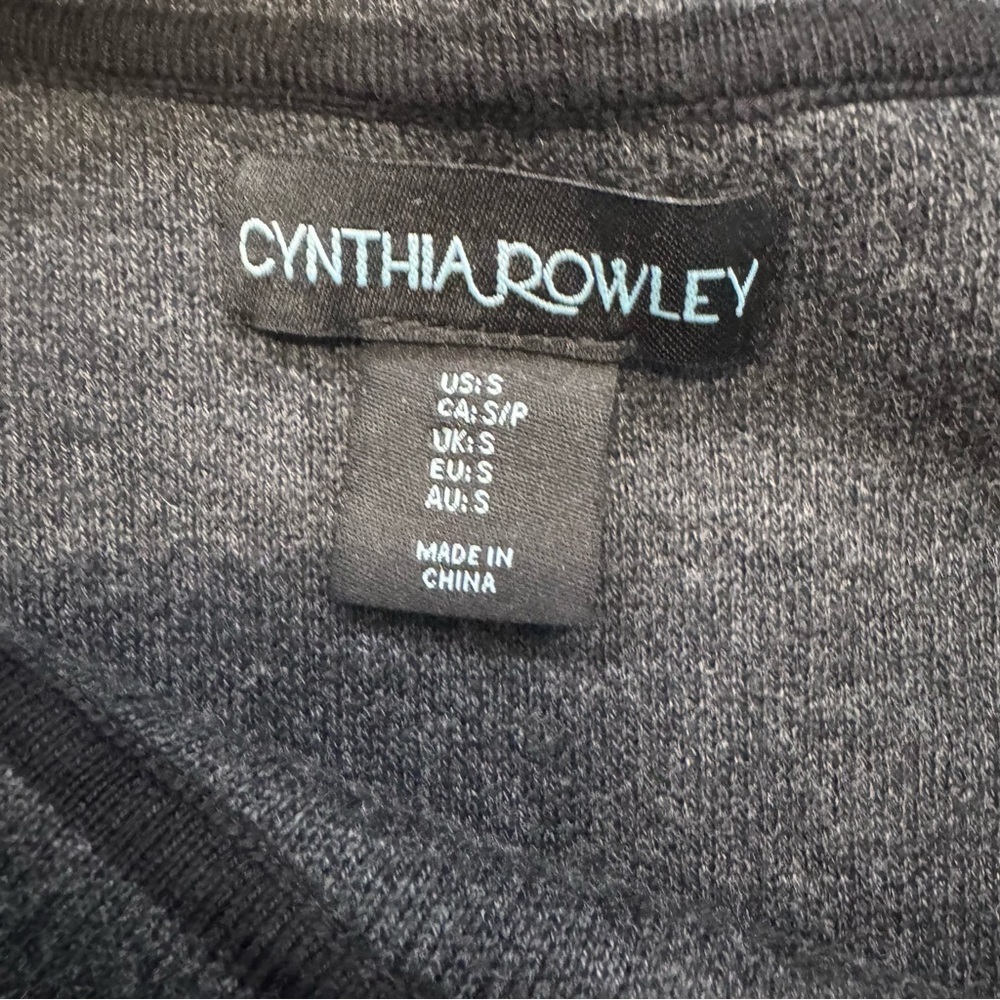 Cynthia Rowley Sweater Dress Black/Gray Cowl Neck w/Zipper Contrast Cuff Sz. S - Picture 7 of 8